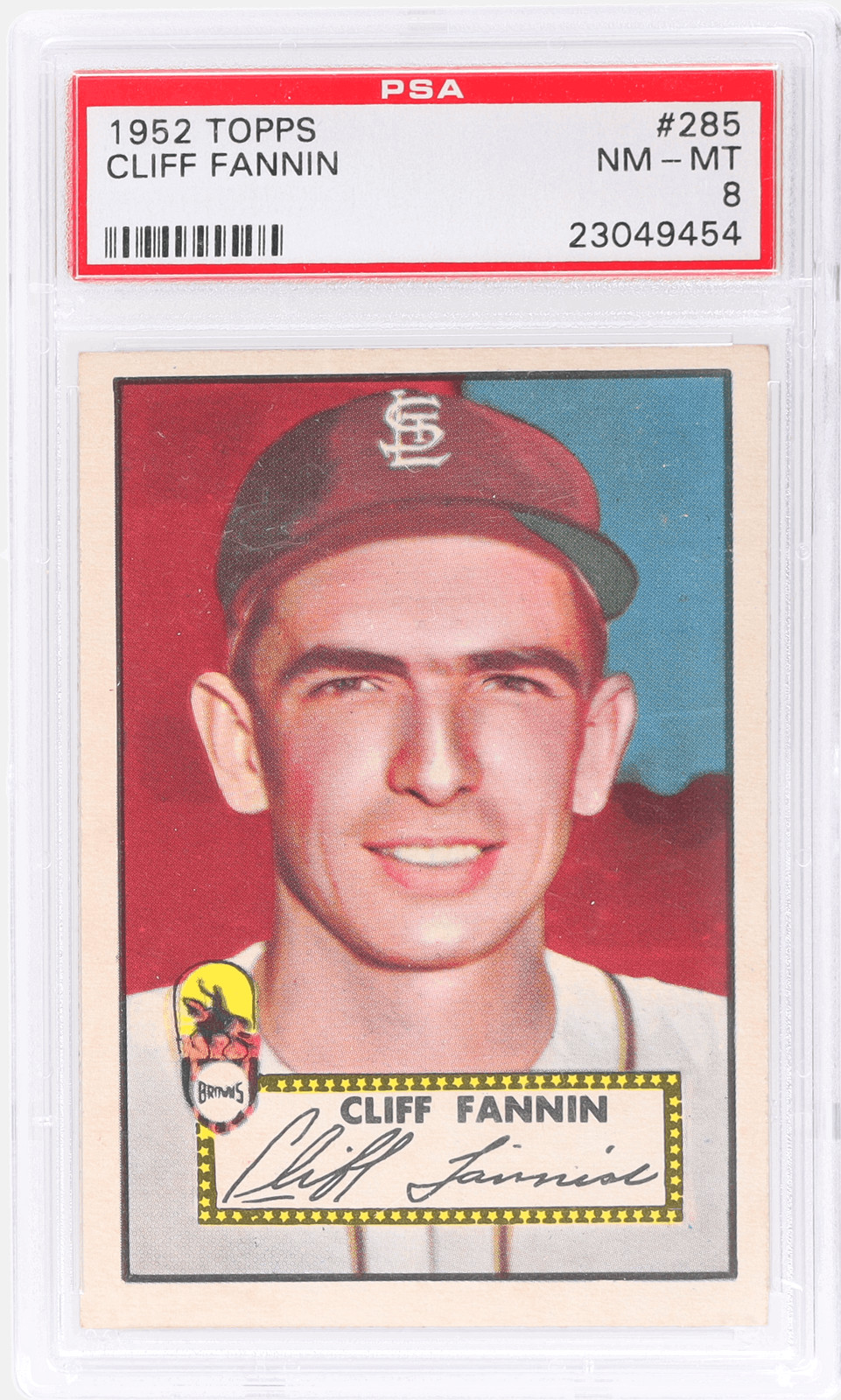1952 Topps Cliff Fannin #285 PSA 8