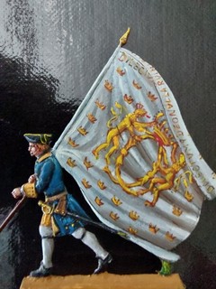 Zinnfigur(56) 30mm flach Schweden um 1700 Fahne