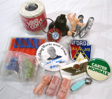 Vintage Junk Drawer Lot Ford Patch Ernie Harwell & Carter Pins Michigan Bell