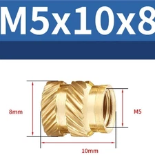 50Pcs M5 Threaded Inserts Brass Heat Set Insert M5x10mm, OD 8mm Knurled Nuts