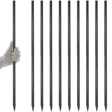 AAGUT 40" Rebar Stakes 1/2" 10 Pcs, Straight Ground Stakes Heavy Duty Landscp...