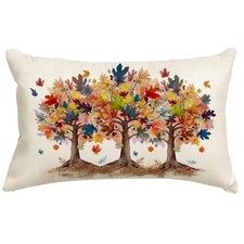 Dark Blue Maple Leaves Trees Fall Pillow Cover 20 x 12 Inch