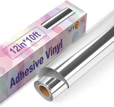 HTVRONT Silver Chrome Vinyl - 12" X 10FT Mirror Metallic Silver Vinyl for Cricut