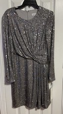 Calvin Klein Silver Sequined Party Dress NWT Size 10