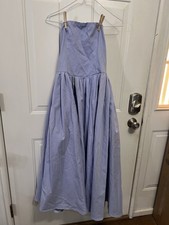 PrettyLittleThing Strapless Maxi Dress Lavender Lilac Full Skirt Tulle Lined 6