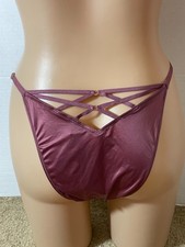 L VICTORIA'S SECRET STRAPPY Brazilian Panty Purple Vapor Adjustable Sides/Straps