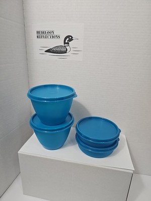 Tupperware REFRIG BOWL 14oz Set of 2 with 2 Little Wonder Bowls 6oz  teal seals