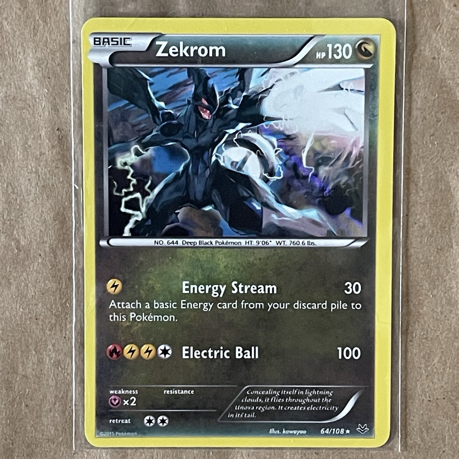 Pokemon ZEKROM Card 64/108 Holo Rare XY Roaring Skies LP Unlimited Light Play