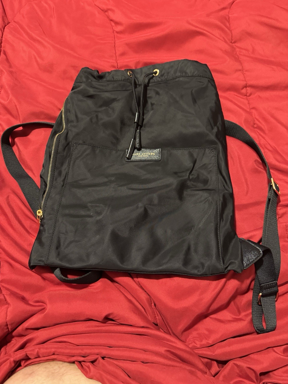 Marc Jacobs Black Nylon Drawstring Backpack With … - image 1