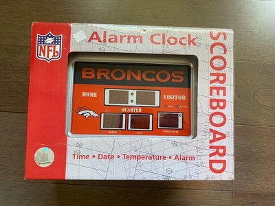 Denver Broncos NFL Football Game Day Electronic Scoreboard Clock Thermometer