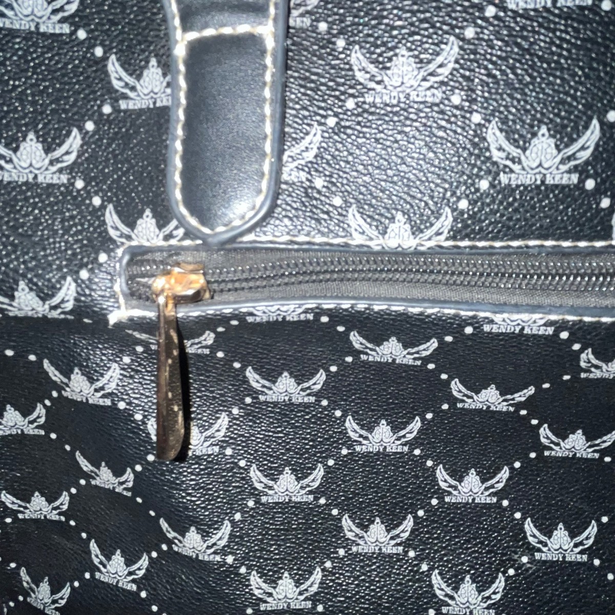 Wendy Keen NWT black white logo purse bag handbag shoulder strap