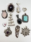 Lot Of 11 Vintage 925 Sterling Silver Gemstone Pendants Resell Wear 100+ Grams — photo 1