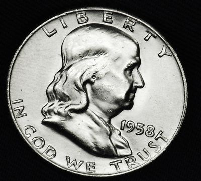 1958-d  Franklin Half.  90% Full Horizontal Bell lines.  BU  (Inventory A)
