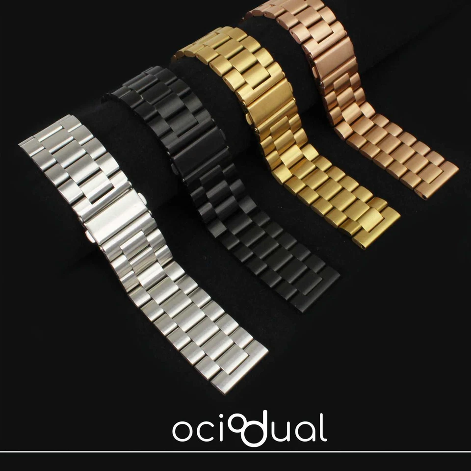 Bracelet en métal pour montre universelle 24mm, Couleur Argent - Photo 3/4