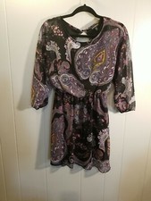 Express Womans XS Black  Paisley Print Mini Dress Career Office Party Date