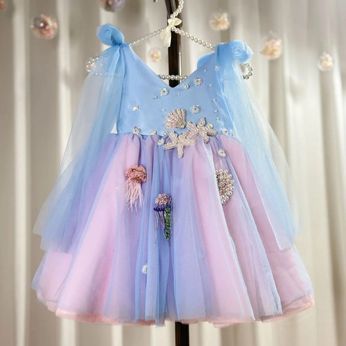 Luxury Baby Flower Dresses Arab Princess Kids Gown Girl Birthday Evening Party - Picture 14 of 16