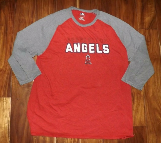 NEW Womens Genuine Merchandise MLB Red Los Angeles ANGELS 3/4 Sleeve