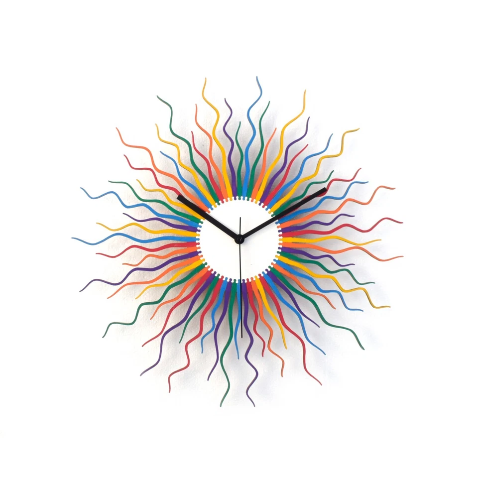 Organic multicolor wall clock with sunburst pattern by ardeola - Medusa rainbow - Image 2 of 4