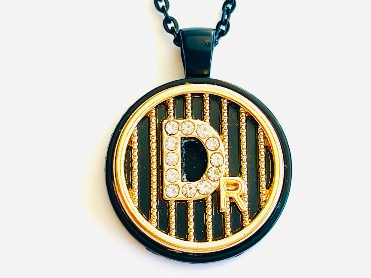 Dior Zipper Pull Logo Pendant Necklace with Chain