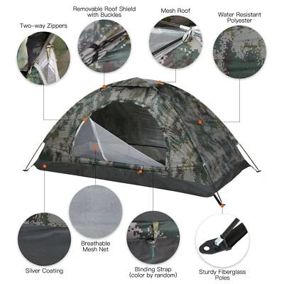 Tomshoo 1/2 Person Ultralight Camping Tent Single Layer Portable Hiking Tent Ant