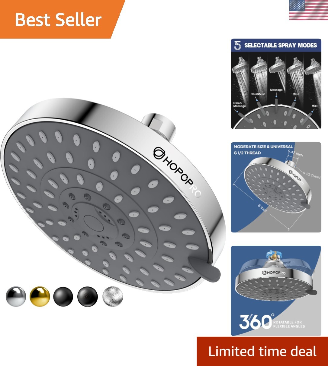 Elegant 5-Mode Shower Head - 6