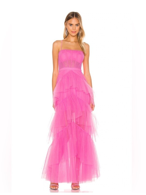 ★セール♪★BCBGMAXAZRIA チュールガウン★ BCBGMaxAzria Tulle Corset Gown Size 4 Hot Pink Ruffled