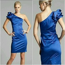 NWT GUESS by Marciano Kennedy blue One Shoulder Ruffled Dress top size 2