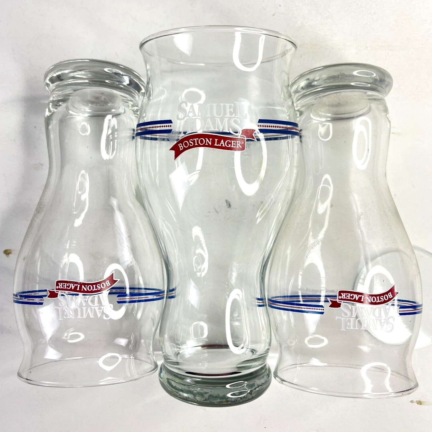 Samuel Sam Adams Beer 4 Engineered Pint Glass Lot 16+20 oz Fluted Perfect Pour