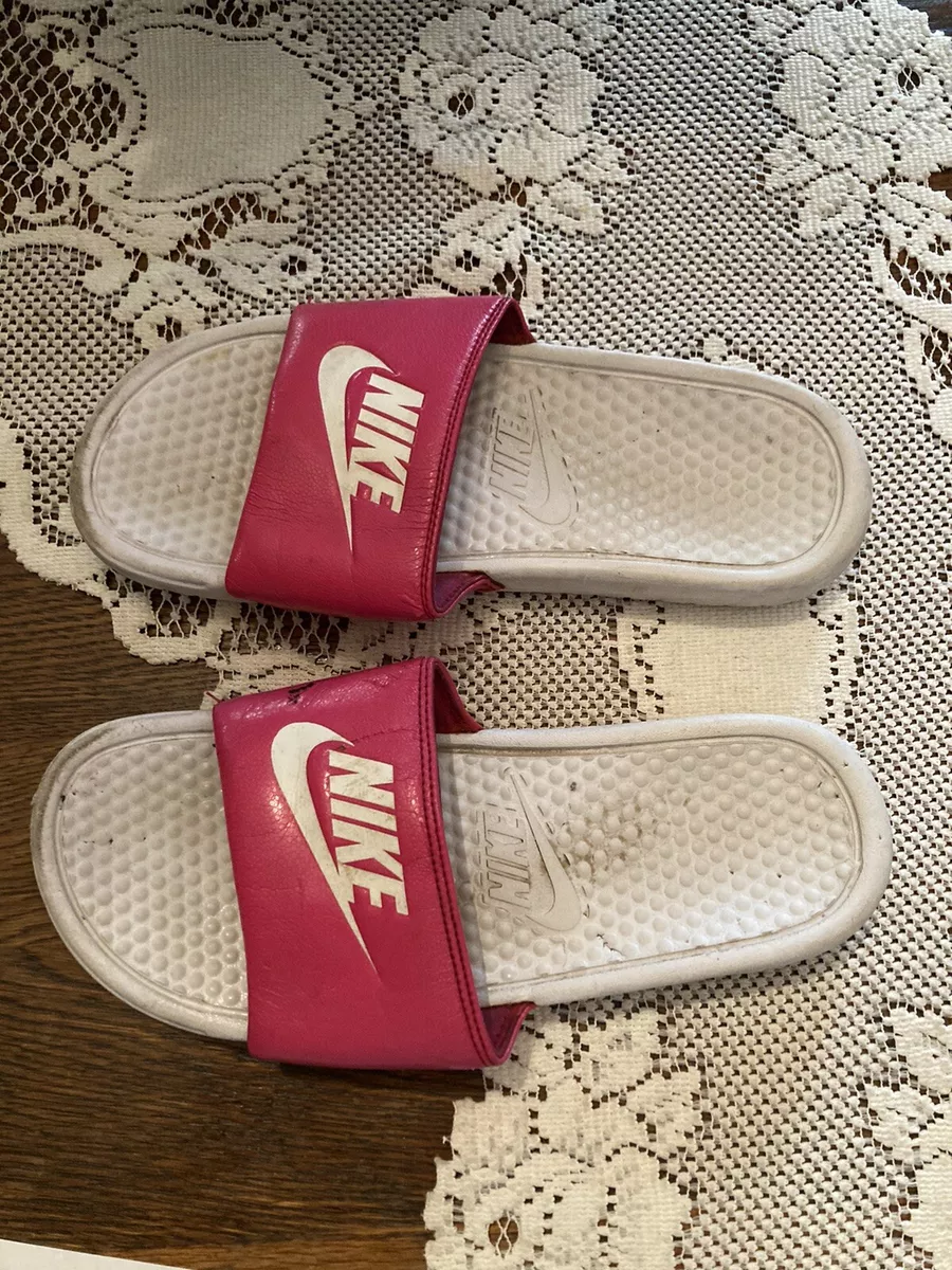 Nike Hot Pink Benassi swoosh Slides / Sandals # 343881-609 | eBay