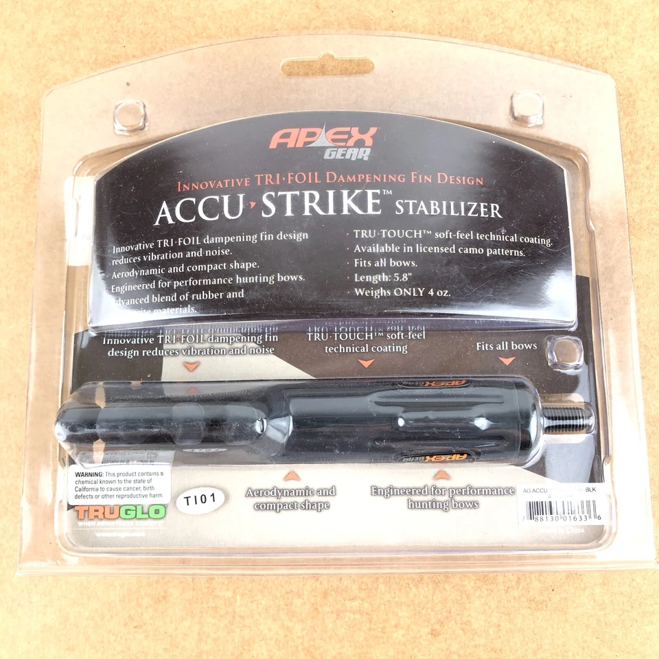 Estabilizador Apex Gear Accu Strike negro 4 oz, 5,8" ¡se adapta a todos los arcos! Tiro con arco AG826BK Foto 2 de 3