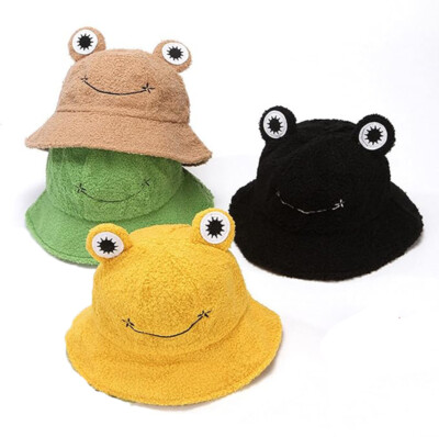 Süßer flauschiger Fischerhut Frosch-Design Erwachsenengröße Geschenke Festival Spaß