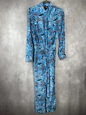 Mimi Liberte By Michel Klein Long Sleeve Printed Jumpsuit In Blue Sz 40 US L