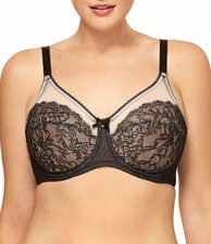WACOAL 42D  855186 RETRO CHIC FULL FIGURE UNDERWIRE BRA, BLACK, NWT 65