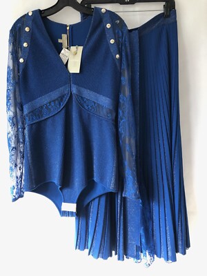 Elie Saab Convertible lace and metallic ribbed-knit midi BLUE dress NWT $4625 | eBay Elie Saab Convertible lace and metallic ribbed-knit midi BLUE dress NWT $4625 | eBay