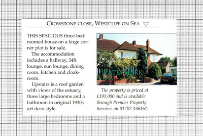 C2739) Crowstone Close Westcliff On Sea Hausverkauf Anzeige - 1996 Clip