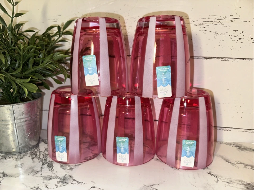 Juego de vasos Sigrid Olsen acrílico rosa y blanco/5 sin BPA juego de vasos Foto 3 de 4