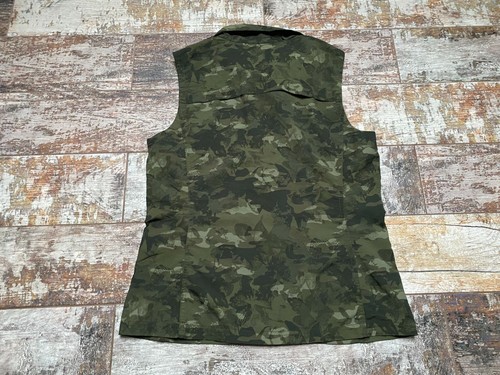 Eddie Bauer Woman's Camouflage Green Zip GILET Waistcoats Size M - Picture 2 of 5
