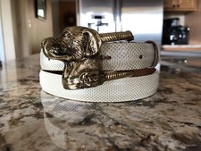 Barry Kieselstein Belt With Sterling Silver Gold Tone Large Dog Buckle EUC