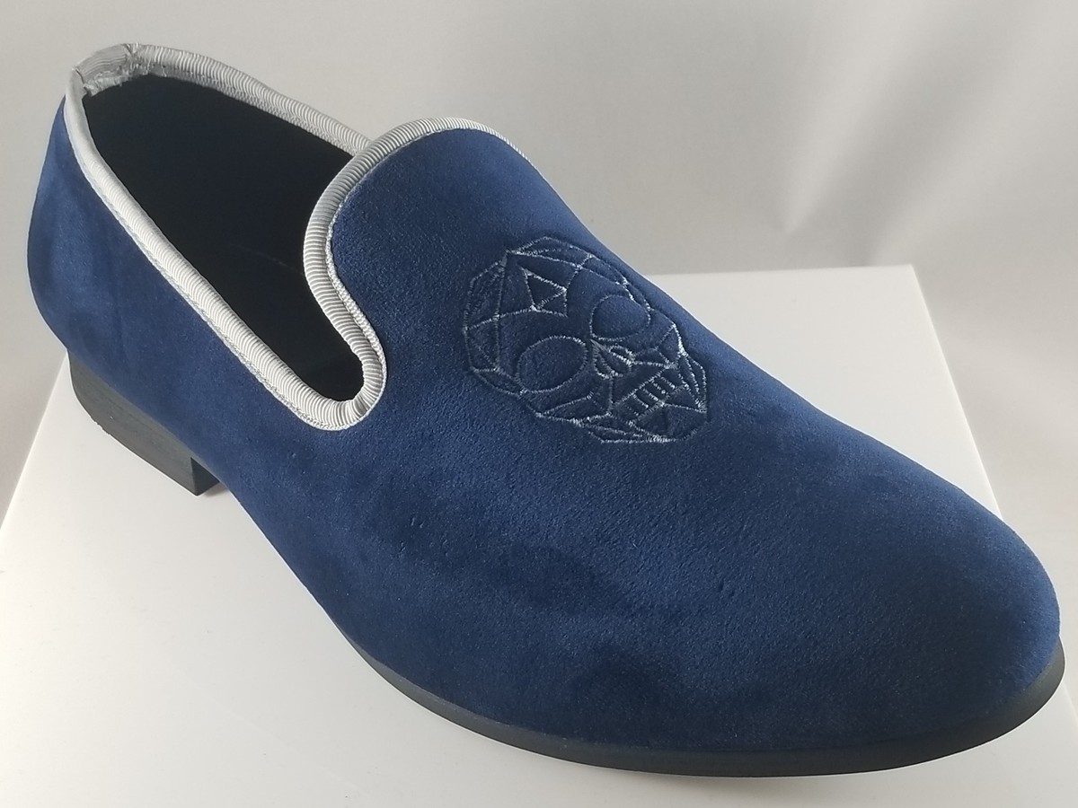Inc Nova Sequin Skull Graphic Blue Velvet Loafer Mens 13M Slipper Shoes Kids main image 4