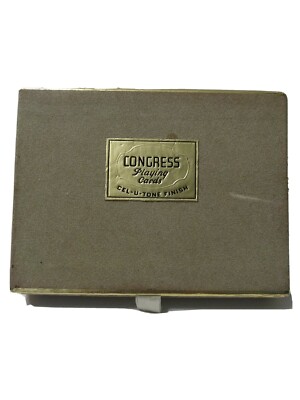 Vintage Congress Playing Card Sets(2)Cel-U-Tone Finish Flowers In Pots Slide Box