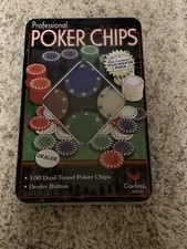 CARDINAL 100 Professional Dual Toned POKER CHIPS & Dealer Button in Tin