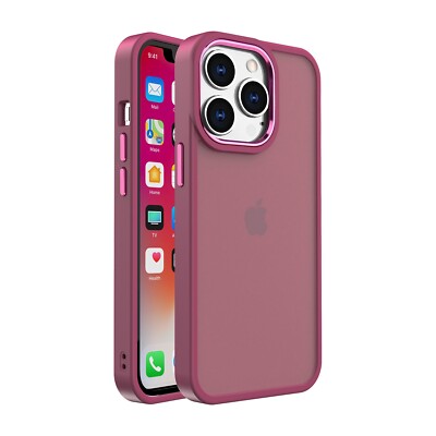 for iPhone 14 Pro Max 6.7'' Polished Oil Acrylic Hybrid Metal Button Case - 