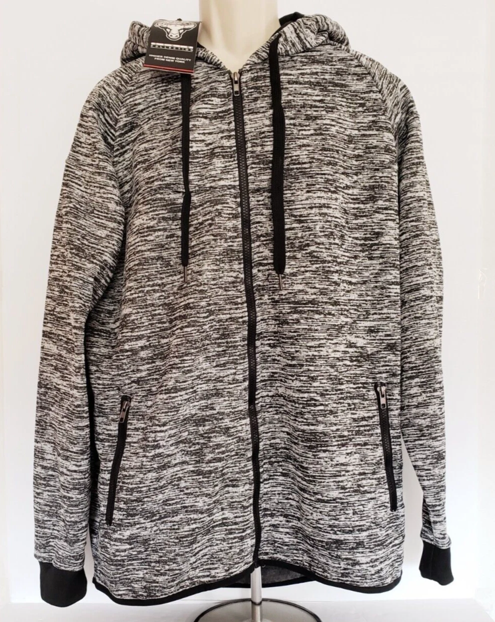 Mad OXX Hooded Performance Fleece Lined Jacket Size Large Gray Full Zip Pockets