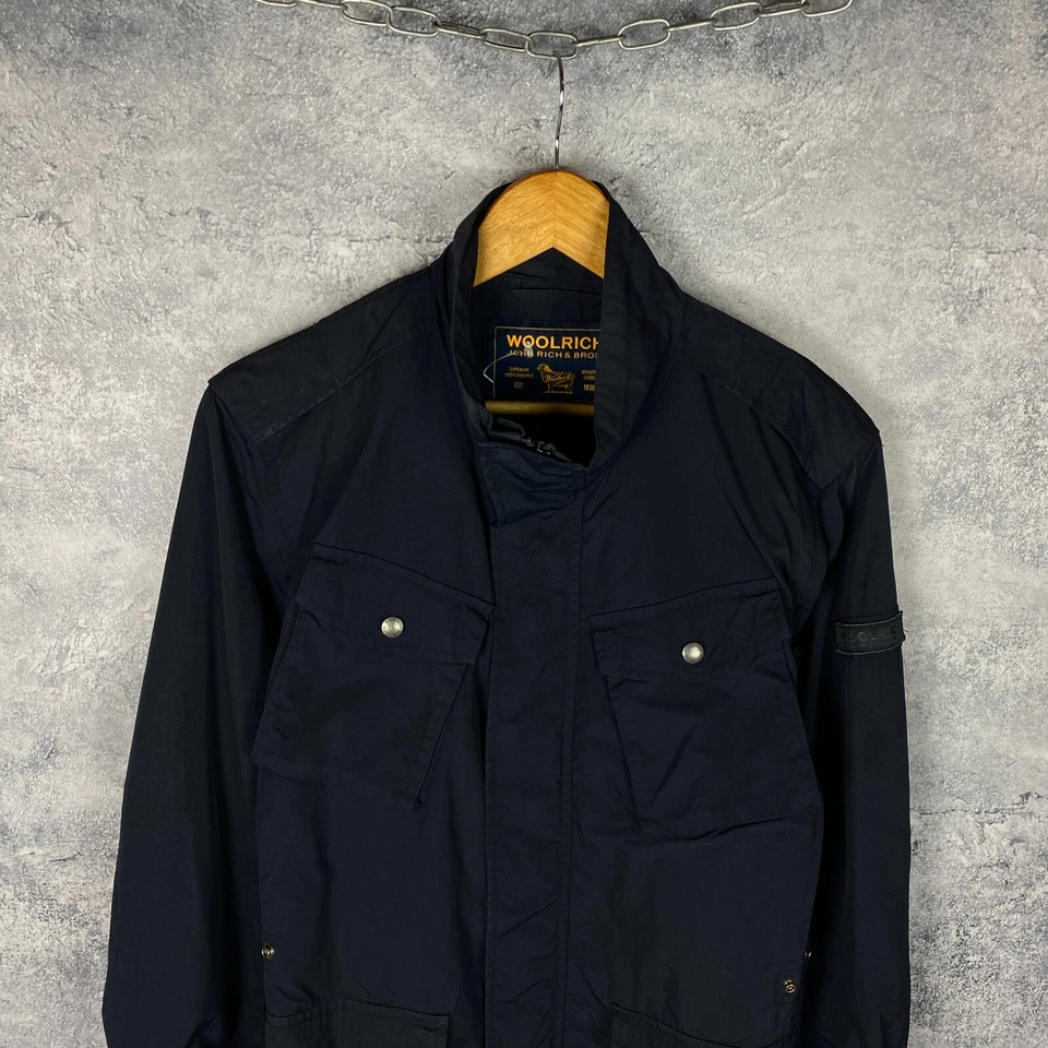 Men’s WoolRich Jacket Windbreaker Blue Nylon Size M - Image 2 of 4