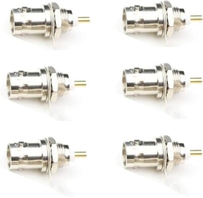BNC Chassis Panel Mount Socket Female Jack Solder Type Connectors Adapter 6-Pack