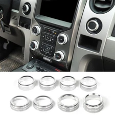 8pcs AC Switch Release Mirror 4WD Control Knob Ring Trim For Ford F150 2013-2014