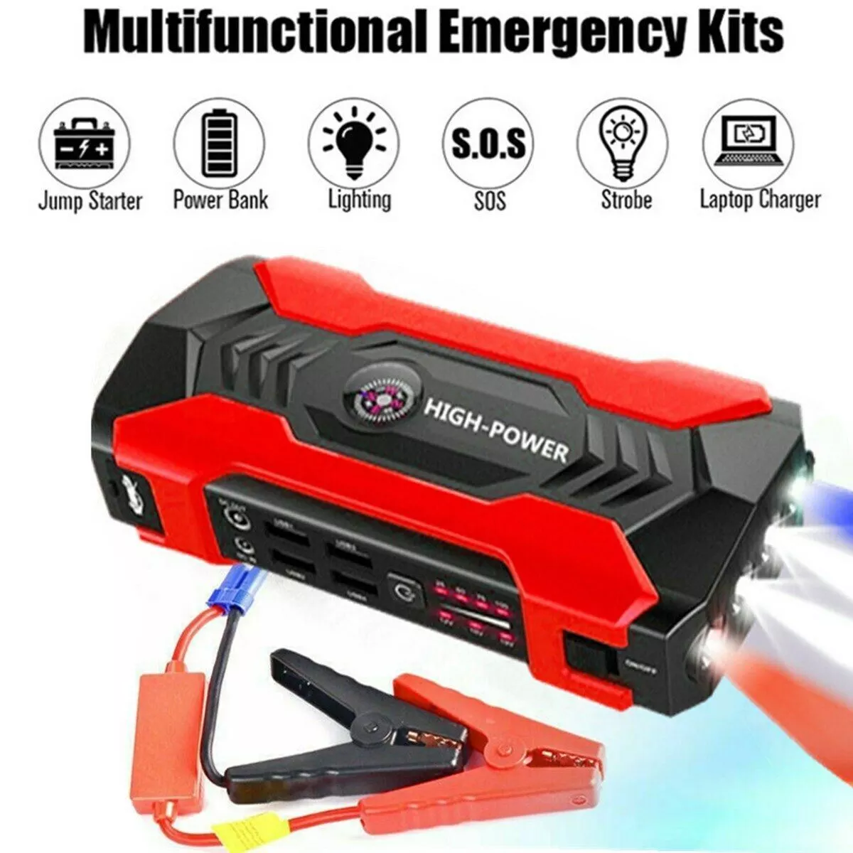 69800mAh 12V Car Jump Starter Portable USB Power Bank Battery Booster Clamp 600A
