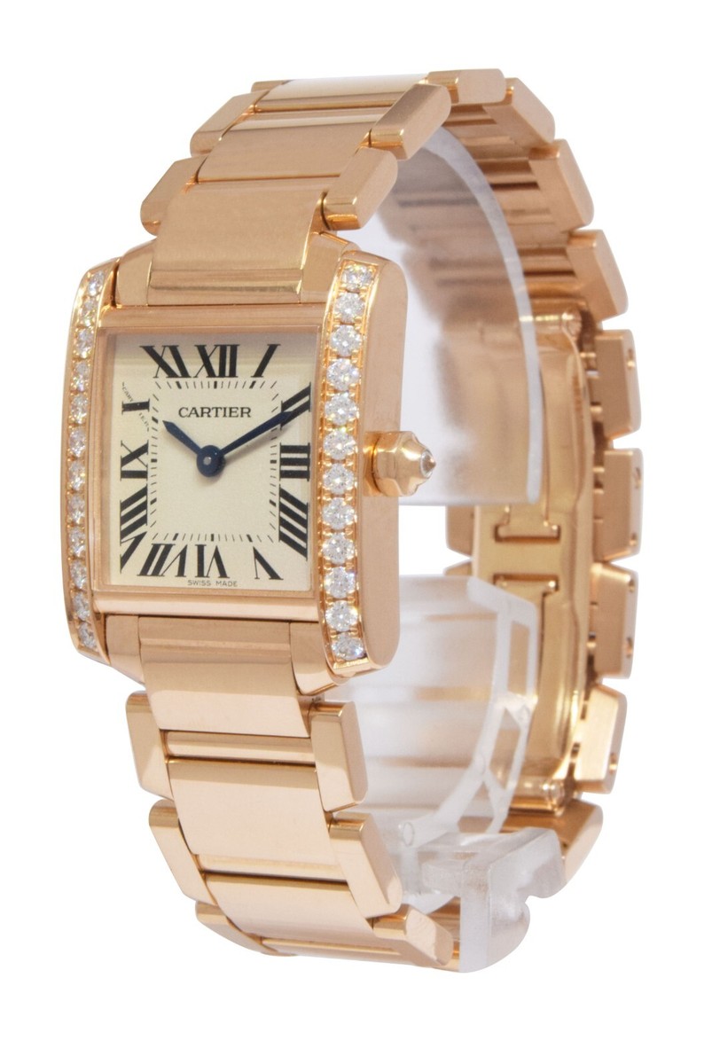 Cartier Tank Francaise Small 18k Rose Gold Diamond Watch B/P