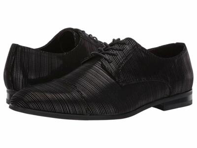 TALLIA Loafer Men\'s 9 Danilo Cap Toe Lace-Up Black Silver Metallic‎ Dress Shoe Tallia Men Lace Up Cap Toe Derby Oxfords Danilo Size US 9.5M  main image 4