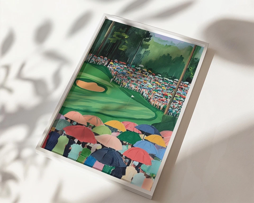 Retro Colorful Watercolor Men's Golf Course Tournament Wall Art Print - Image 3 of 4